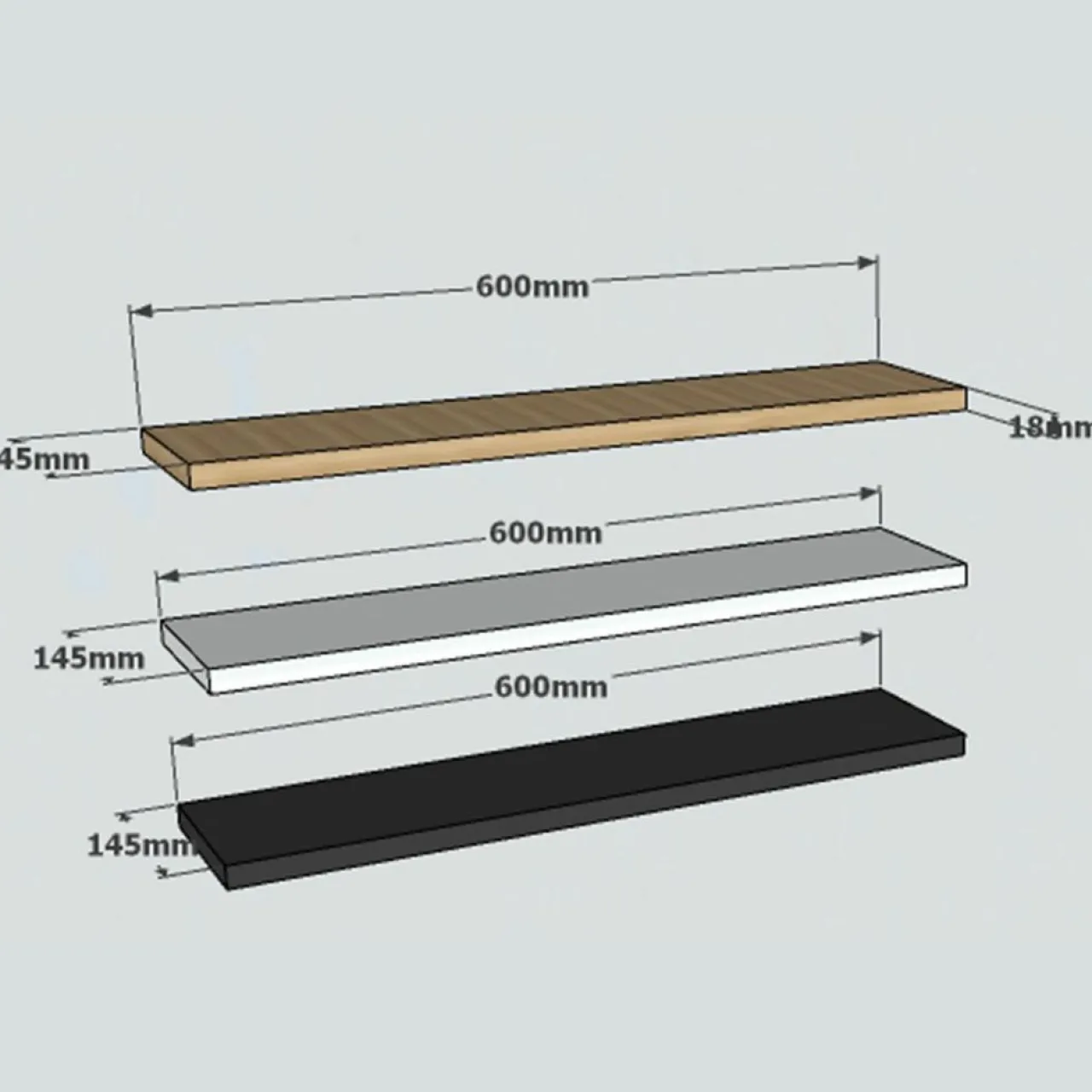 3 Etagères murales Boss saphir - 60x1.8x14.5 cm