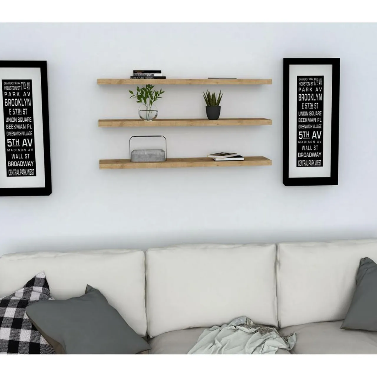 3 Etagères murales Boss saphir - 60x1.8x14.5 cm