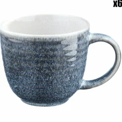 6 Mugs Cosmos bleu/blanc nacré - 30 cl
