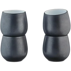 4 Mugs en Grès Gourmet blanc granité/noir onyx - 40 cL 8.5x8.5x9.5 cm