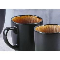 6 Mugs en Grès Iris beige/marron - 40 cl