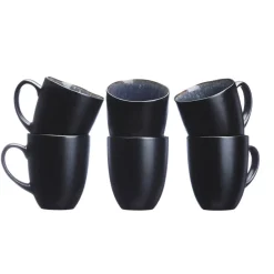 6 Mugs en Grès Iris bleu foncé - 40 cl