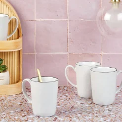 4 Mugs en Grès Pure blanc neige - 40 cL