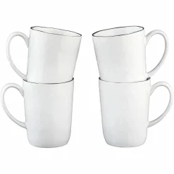4 Mugs en Grès Pure blanc neige - 40 cL