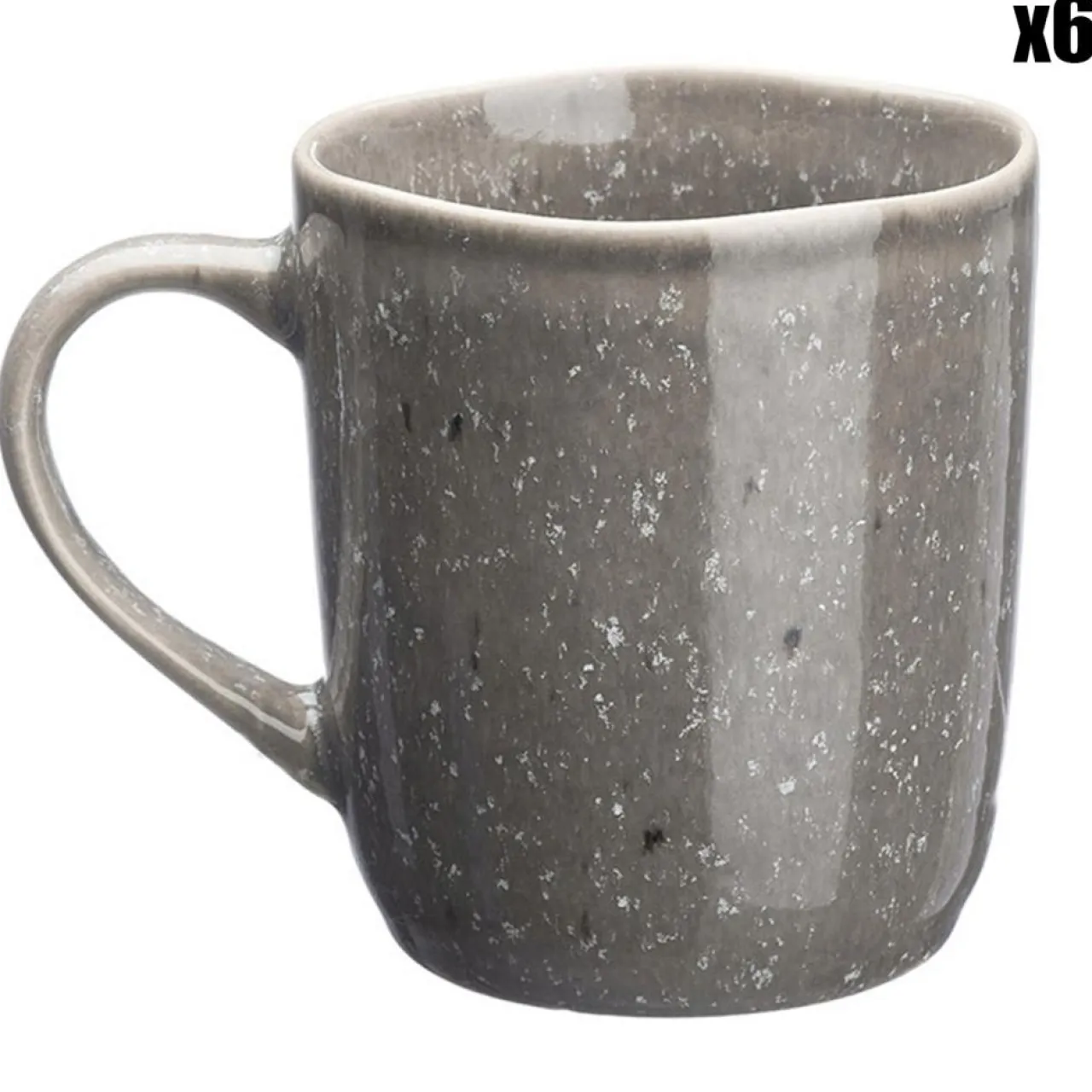 6 Mugs en Grès Stellar gris/anthracite - 40 cl