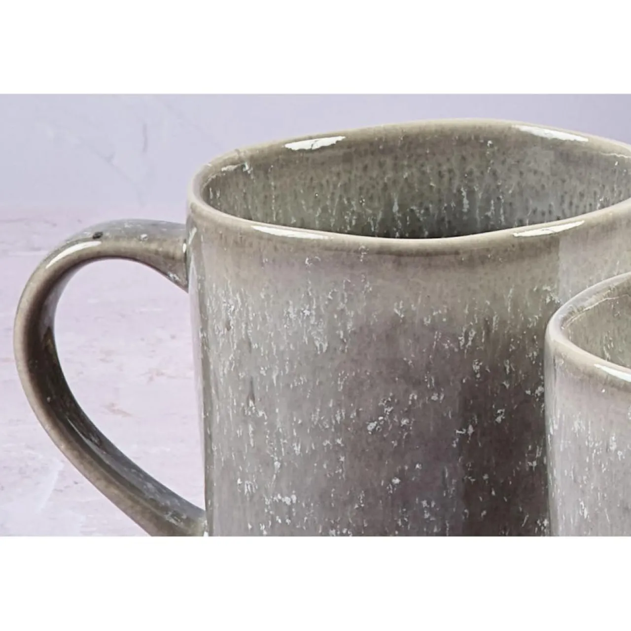 6 Mugs en Grès Stellar gris/anthracite - 40 cl
