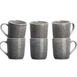 6 Mugs en Grès Stellar gris/anthracite - 40 cl