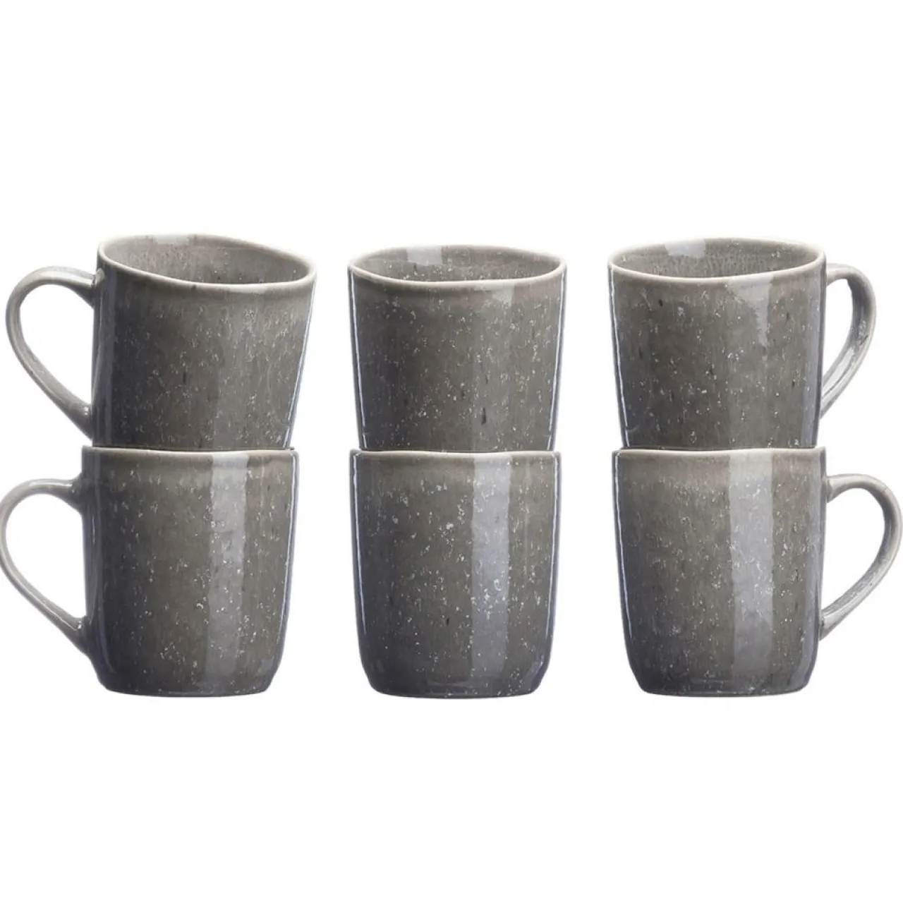 6 Mugs en Grès Stellar gris/anthracite - 40 cl