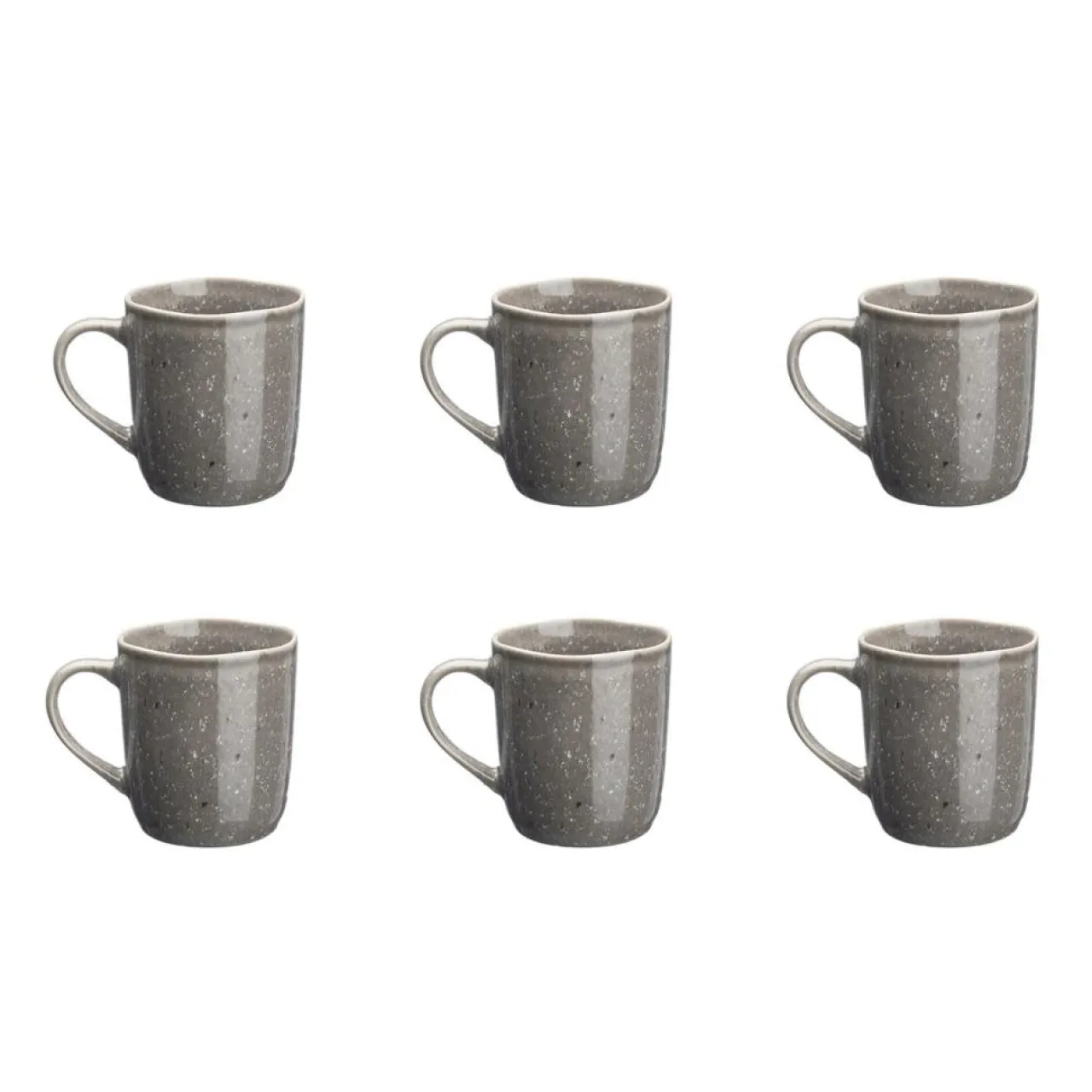 6 Mugs en Grès Stellar gris/anthracite - 40 cl