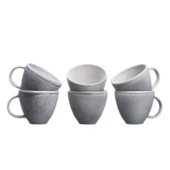 6 Mugs en Grès Stone gris clair - 25 cl