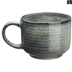 6 Mugs en Grès Zen gris/bleu - 40 cl