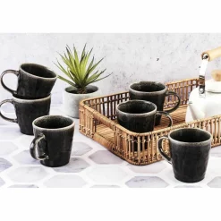 6 Mugs Moon noirs - 40 cl