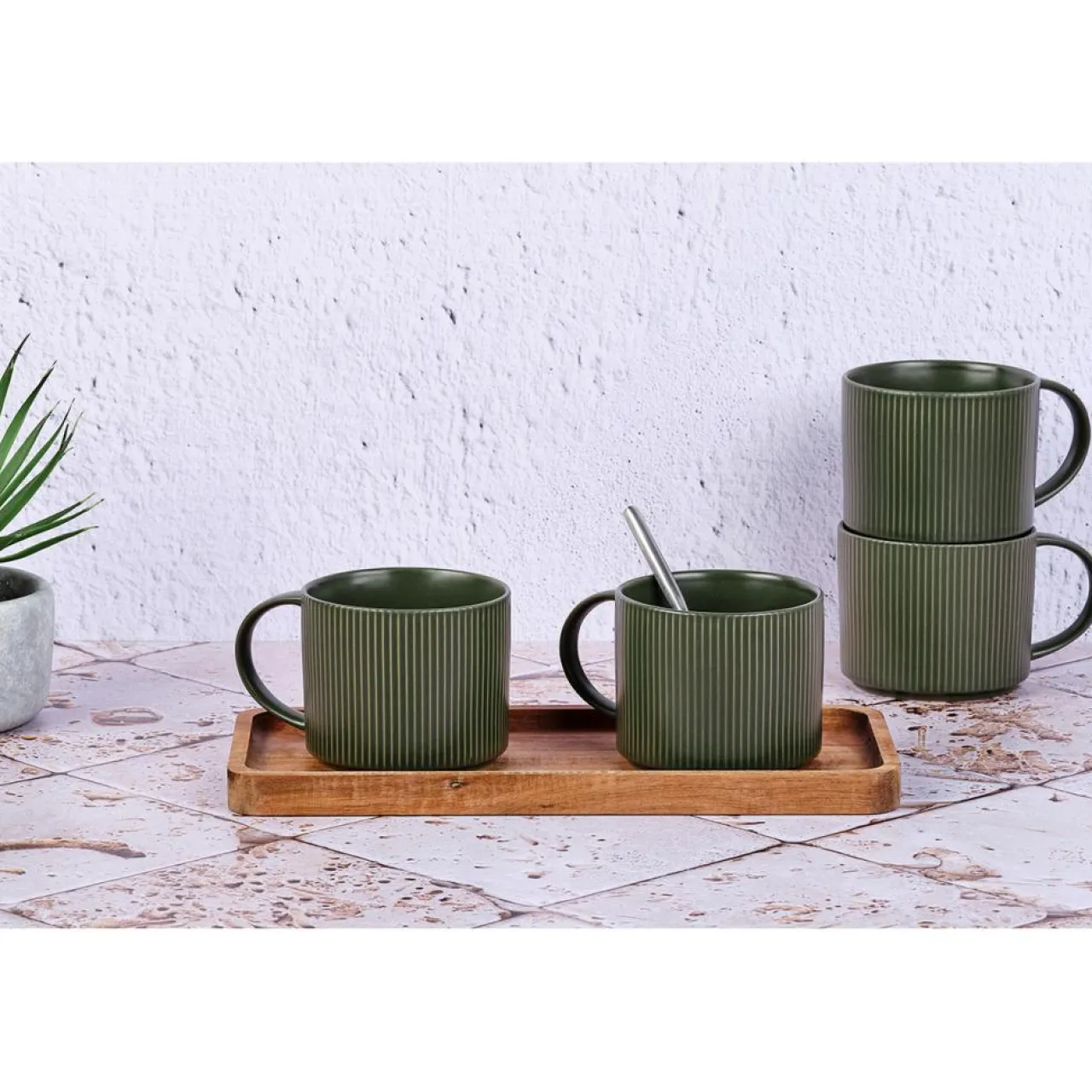 4 Mugs Scandi vert olive - 50 cl