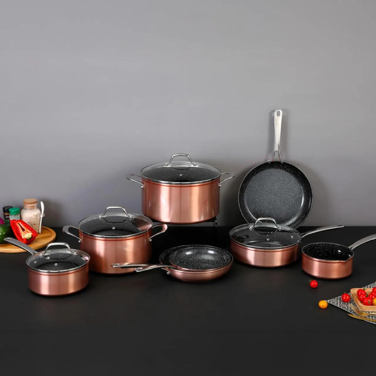 9 Pièces en Céramique Cuivré Élégance Greblon cuivre