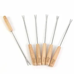 6 Piques à fondue bois/inox