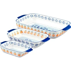 3 Plats à four en Porcelaine Napoli multicolores - 55.3x38.2x20.5 cm