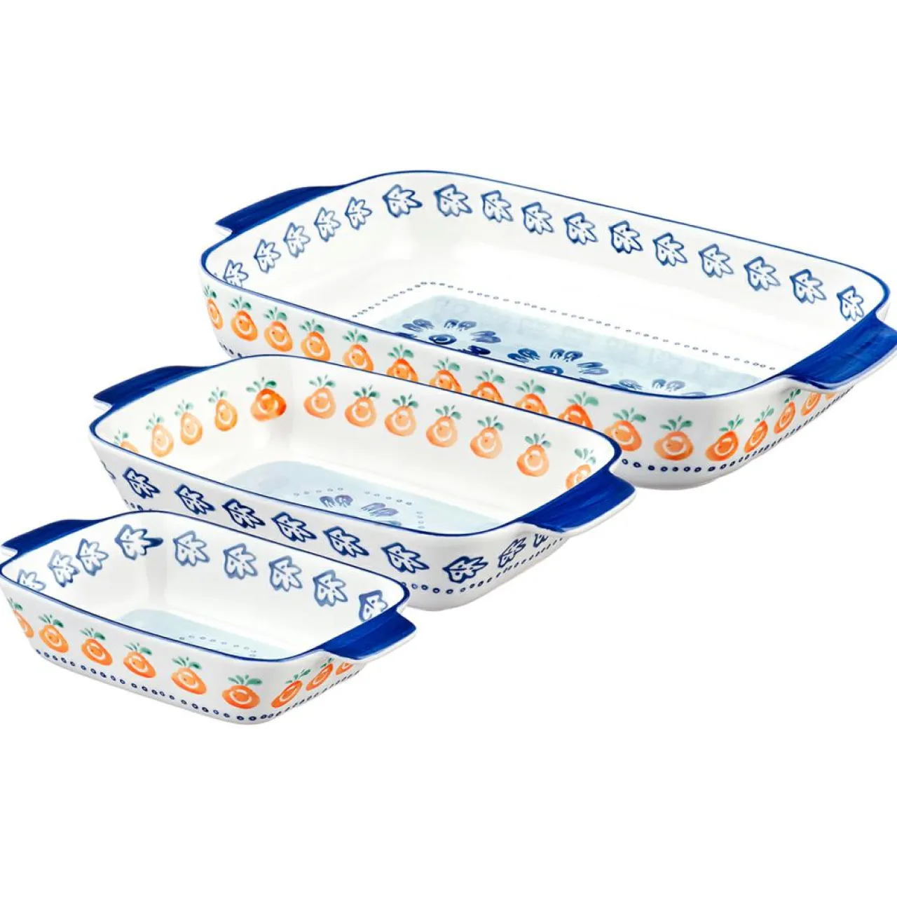 3 Plats à four en Porcelaine Napoli multicolores - 55.3x38.2x20.5 cm