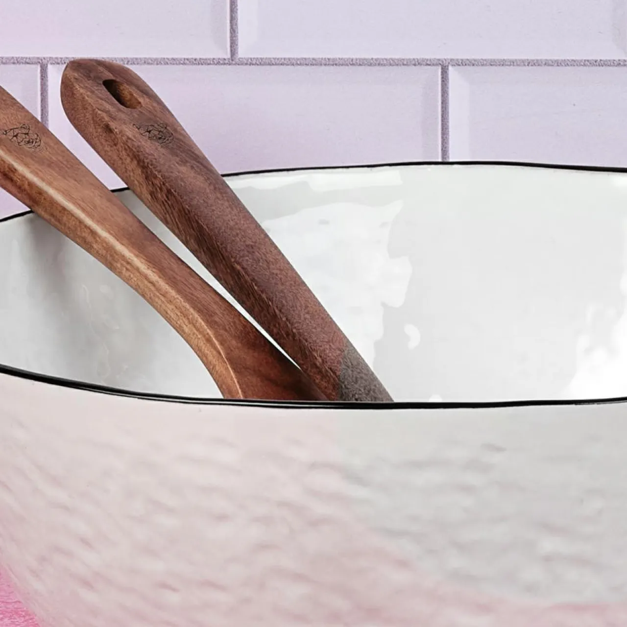 2 Saladiers en Grès Pure blanc neige - 38x16.5x39 cm