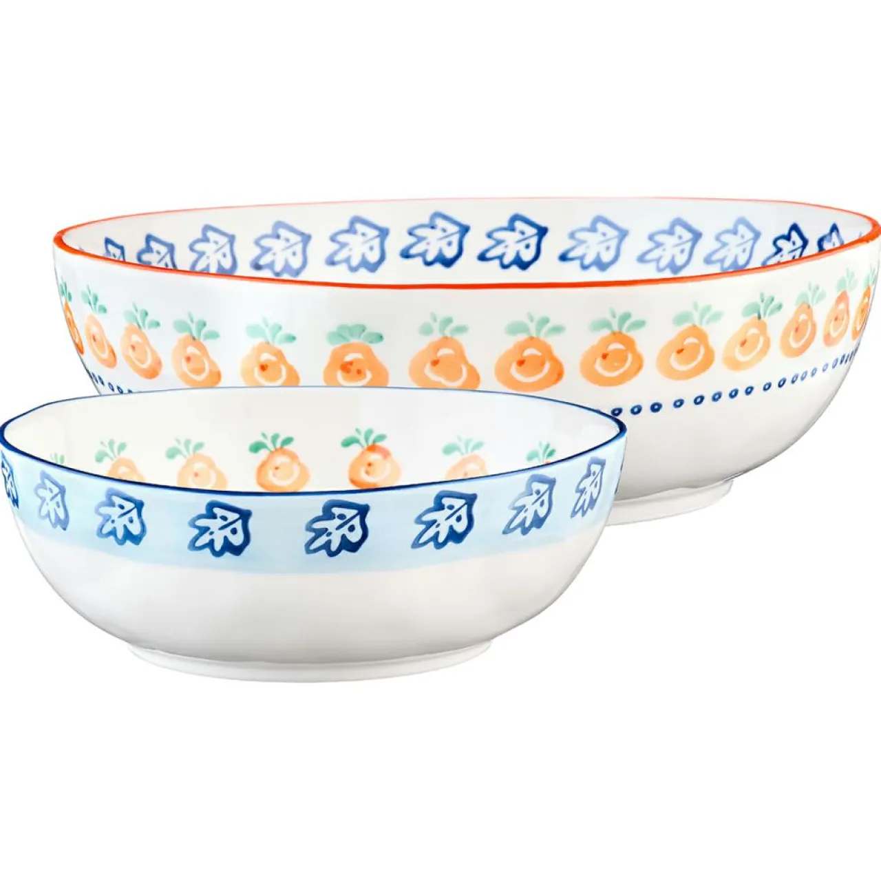 2 Saladiers en Porcelaine Napoli multicolores - 35x17.7x35.3 cm