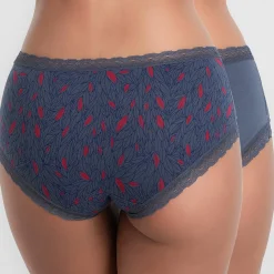 2 Shorties Cotton Fancy bleu/rouge