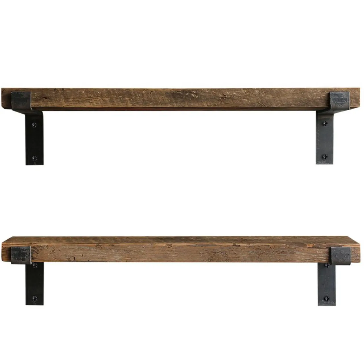 2 Étagères murales noyer noires - 60x16x14 cm