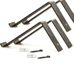 2 Étagères murales noyer noires - 60x16x14 cm