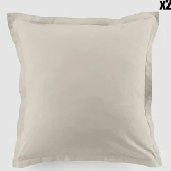 2 Taies d'oreiller en coton unies ivoires