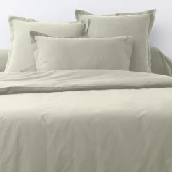 2 Taies d'oreiller en coton unies ivoires