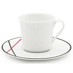6 Tasses à café + soucoupes en Porcelaine Bistot blanches - 70ml
