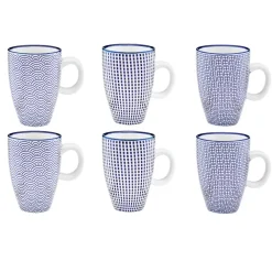 6 Tasses à café Pattern Dark blue bleu foncé - 9 cl