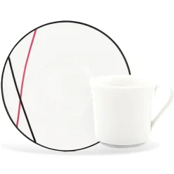 6 Tasses à thé + soucoupes en Porcelaine Bistrot blanches - 150ml