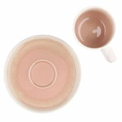 6 Tasses avec soucoupe Oxygen rose poudre/beige - 20 cl