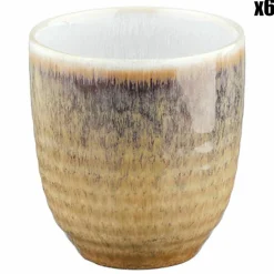 6 Tasses Cosmos beige/blanc nacré - 15 cl