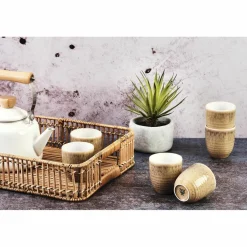 6 Tasses Cosmos beige/blanc nacré - 15 cl