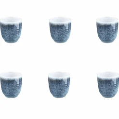 6 Tasses Cosmos bleu/blanc nacré - 15 cl