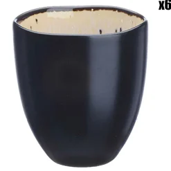 6 Tasses en Grès Iris blanc/ivoire - 15 cl