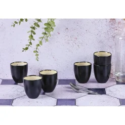 6 Tasses en Grès Iris blanc/ivoire - 15 cl