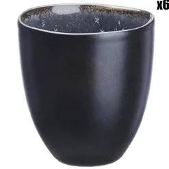 6 Tasses en Grès Iris bleu foncé - 15 cl