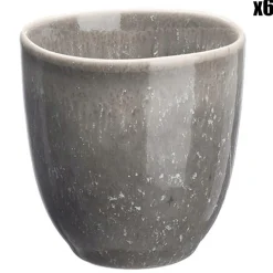 6 Tasses en Grès Stellar gris/anthracite - 15 cl