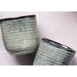 6 Tasses en Grès Zen gris/bleu - 20 cl
