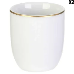 2 Tasses liseré blanc/doré - D.7.4x8.3 cm