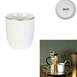 2 Tasses liseré blanc/doré - D.7.4x8.3 cm