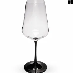 6 Verres à pied transparent/noir - 350ml