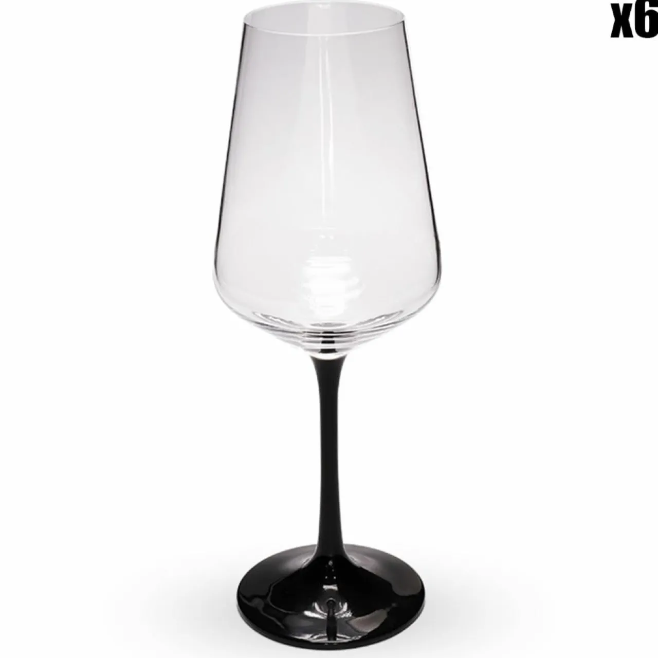 6 Verres à pied transparent/noir - 250ml
