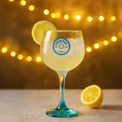 2 Verres À PiedCocktail 73Cl En VerreTransparent Pied Bleu