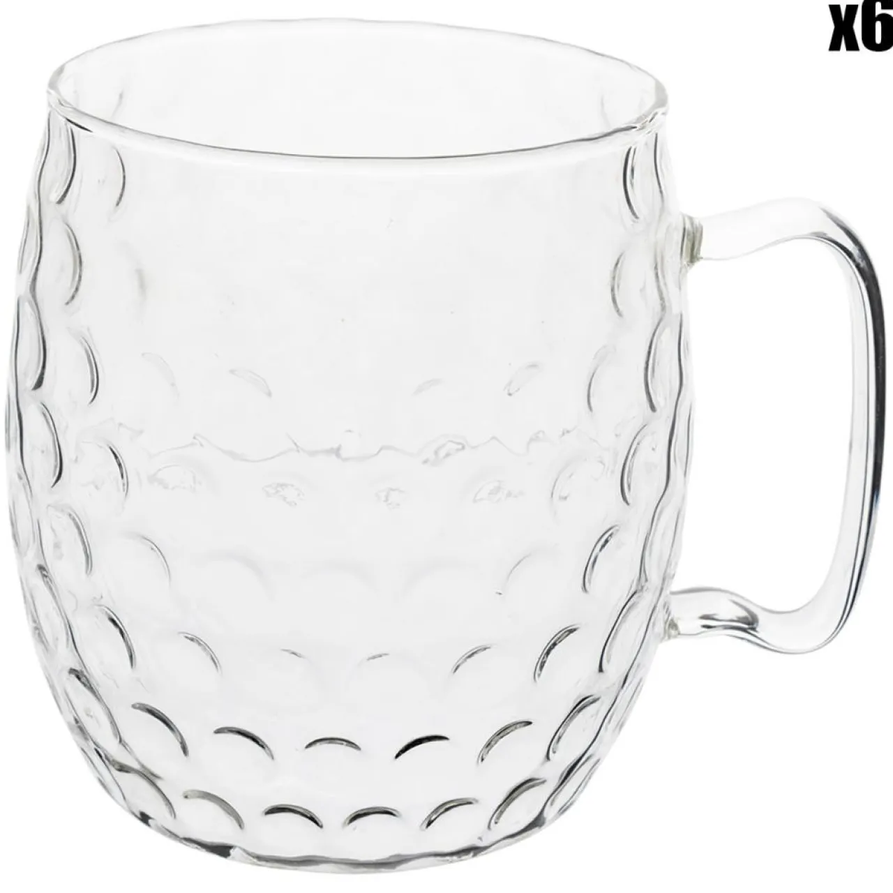 6 Verres avec anse Moscow Mule transparents - 50cl