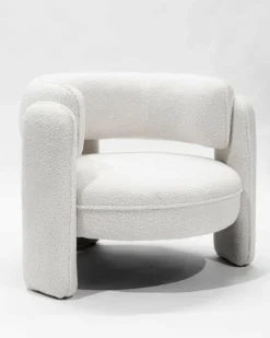 Aéla - Fauteuil cocooning en tissu bouclettes beige