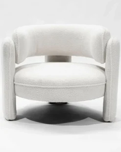 Aéla - Fauteuil cocooning en tissu bouclettes beige