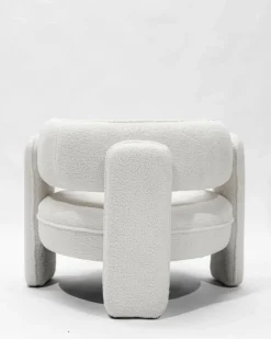 Aéla - Fauteuil cocooning en tissu bouclettes beige