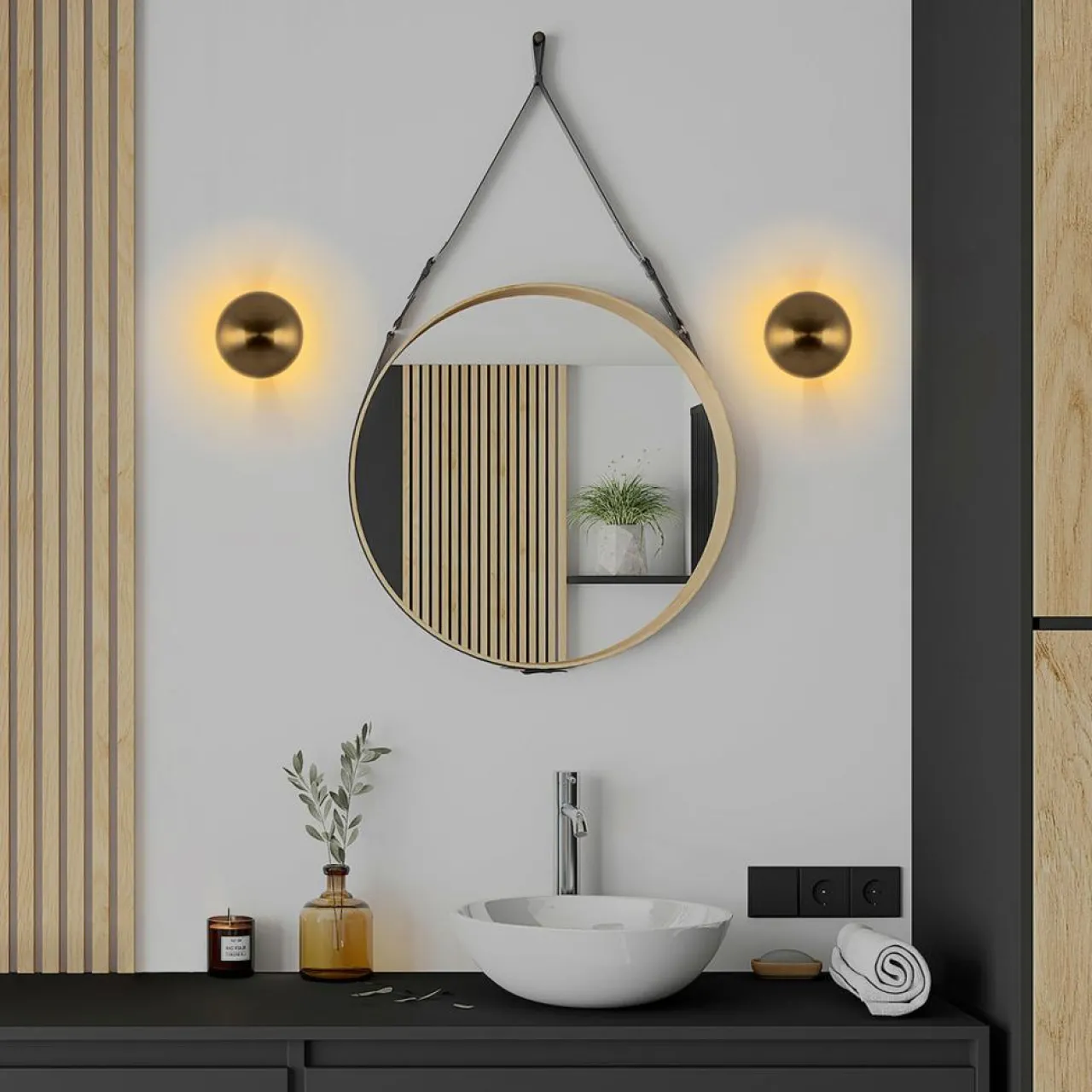 Applique murale Fungal dorée - D.16 cm